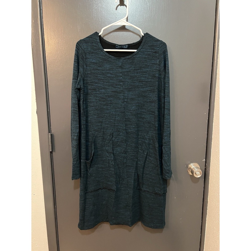 Cut Loose Heathered Blue Black Long Sleeve Womens Dress Sz M